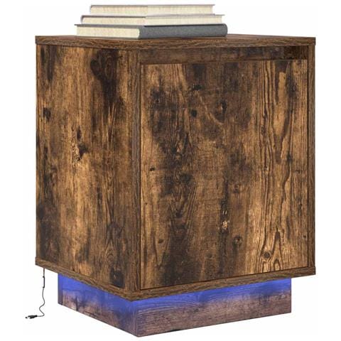 Comodino Con Luci Led Rovere Fumo 38x34x50 Cm - Foto 1