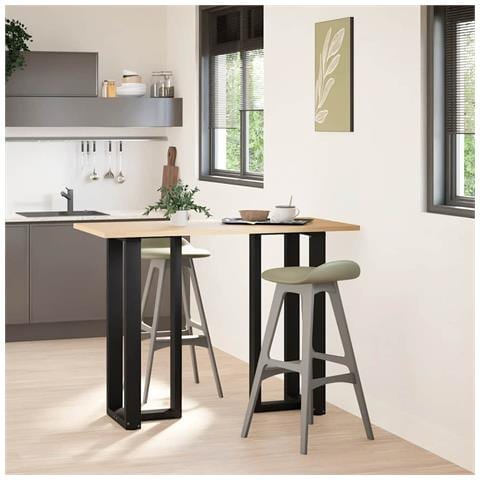 Gambe Tavolo Bar A Forma T 2 Pz Nero 50x35x(100-101) Cm Acciaio - Foto 2