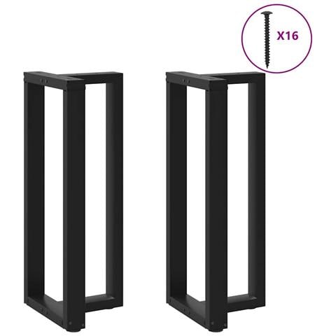 Gambe Tavolo Bar A Forma T 2 Pz Nero 50x35x(100-101) Cm Acciaio - Foto 3