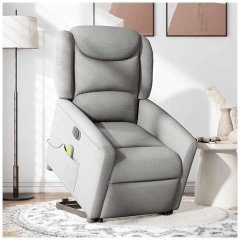 Poltrona Alzapersona Massaggi Elettrica Grigio Nuvola Tessuto - Foto 2