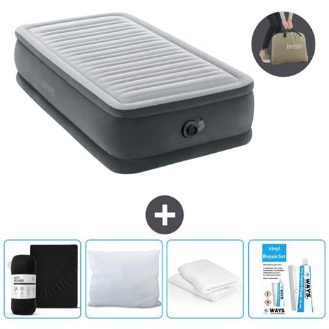 Set Materassino Gonfiabile - 191x99x46 Cm - Lichtgrijs - Include Accessori Coordinati Cb17 - Foto 1
