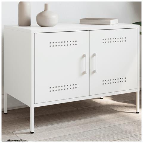 Lusso Casadino -  Mobile Tv Bianco 68x39x50,5 Cm In Acciaio - Foto 8