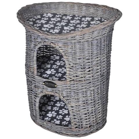 Albero Gatti 2 Livelli In Salice Casetta/cuccia/tiragraffi Con Cuscino - Foto 2