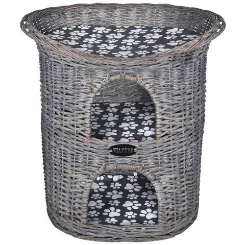 Albero Gatti 2 Livelli In Salice Casetta/cuccia/tiragraffi Con Cuscino - Foto 1