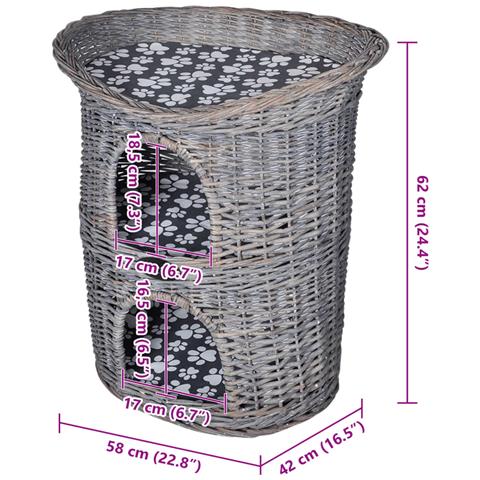 Albero Gatti 2 Livelli In Salice Casetta/cuccia/tiragraffi Con Cuscino - Foto 6