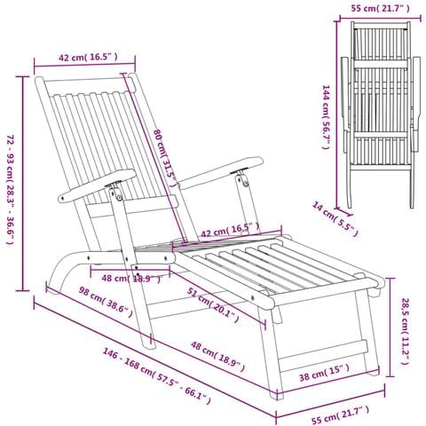 Sdraio Da Esterno Con Poggiapiedi In Legno Massello D'acacia - Foto 7