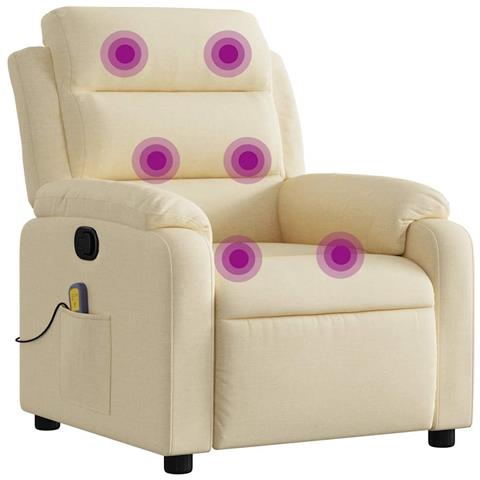Lusso Casadino - Poltrona Massaggiante Reclinabile Crema In Tessuto - Foto 1