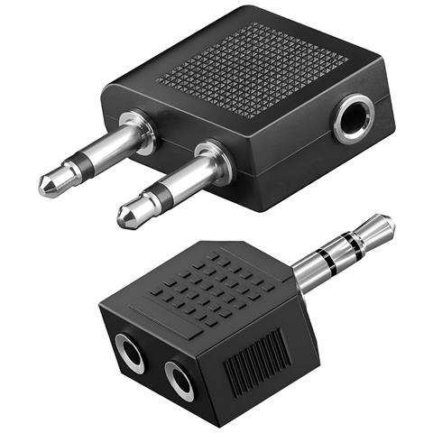 Kit Audio Aereo Jack 3.5 Mm E Sdoppiatore 3.5 Mm, Nero - Foto 1