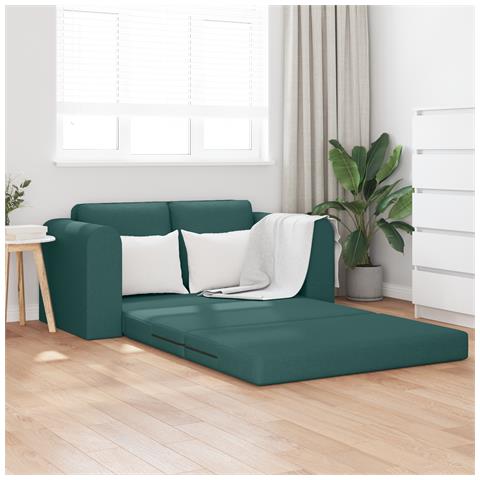 Divano Letto 2-in-1 Verde Scuro 148x71x83 cm Tessuto - Foto 2