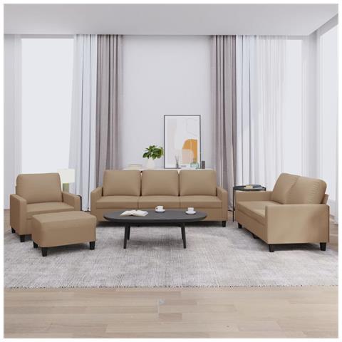 Set di Divani 4 pz con Cuscini cappuccino in Similpelle - Foto 2