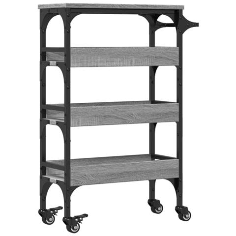 Carrello da Cucina Grigio Sonoma 53x20x76 cm Legno Multistrato - Foto 9