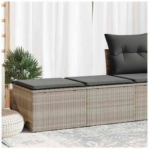 Divano Giardino 2pz con Cuscini Grigio Chiaro Polyrattan Acacia - Foto 2