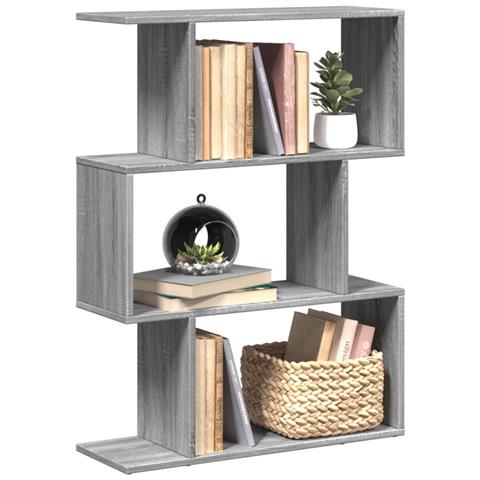 Libreria Divisorio 3Piani Grigio Sonoma 70x24x97 cm Truciolato - Foto 2
