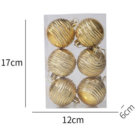 Set Di 6 Palline Di Natale A Righe Rosse E Bianche Da 6 Cm - Decorazioni Festive Per L'albero Gold - Foto 2