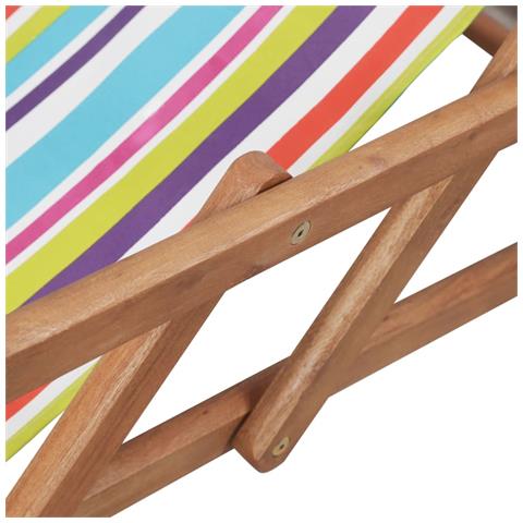 Sdraio Da Spiaggia Pieghevole Telaio Legno Tessuto Multicolore - Foto 8