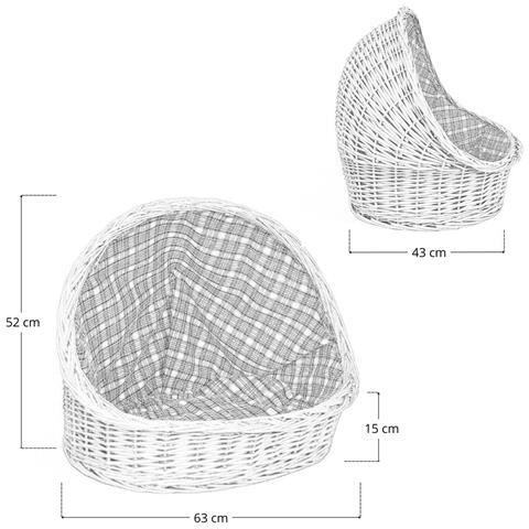 Cuccia Lettiera In Vimini Con Cuscino Cesta Lettino Per Animali 63x43x52 Large - Foto 6