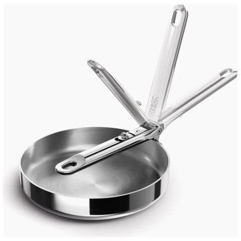 Padella Space Steel Acciaio Inox 20 Cm Manico Pieghevole Ideale Per Cucine Piccole Distribuzione Uniforme Del Calore Facile Da Pulire E Riporre - Foto 1