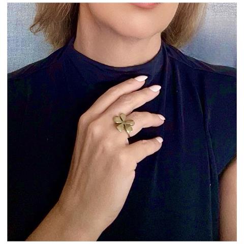 Il Mio Anello Foglia, Ottone Placcato Oro - Foto 2