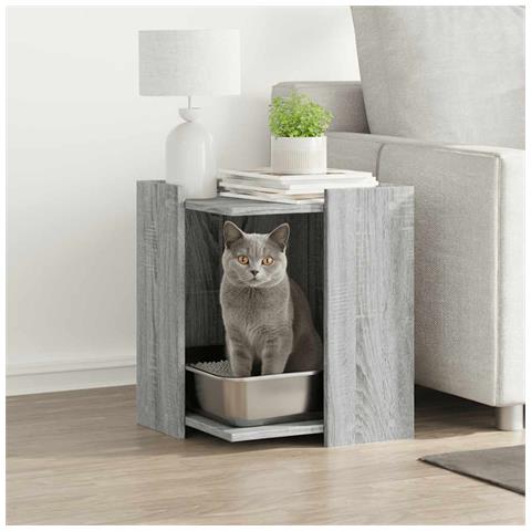 Recinto Lettiera Gatti Grigio Sonoma 60x40x40 cm in Truciolato - Foto 2