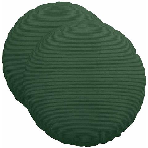 Cuscini per Seduta 2 pcs Verde Scuro Ø 50 cm Tessuto in Cords - Foto 1