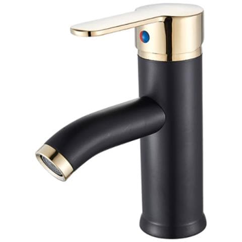 Rubinetto per lavabo da bagno, Blackswan, tipo M96, modello nero opaco /oro, misura 17 cm - Foto 1