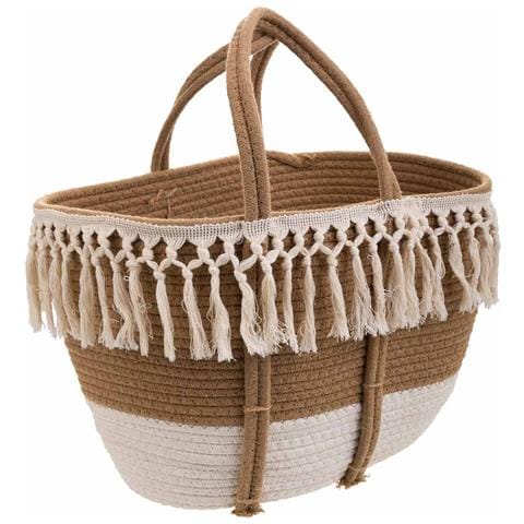 Cesto In Corda Intrecciata Bianca 43x28x28h - Foto 1