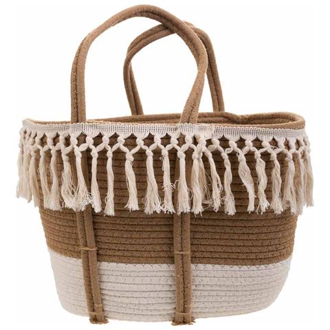 Cesto In Corda Intrecciata Bianca 43x28x28h - Foto 2