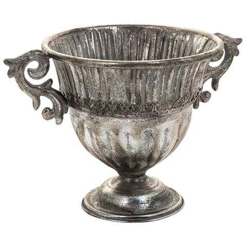 Vaso Da Fiori In Metallo Argentato 36x24,5x22,5h - Foto 1