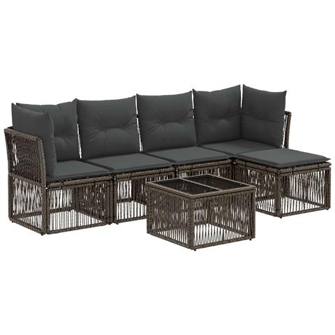 Set Divano da Giardino 6 pcs Grigio polyrattan - Foto 1