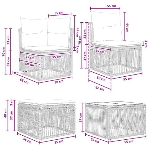 Set Divano da Giardino 6 pcs Grigio polyrattan - Foto 9