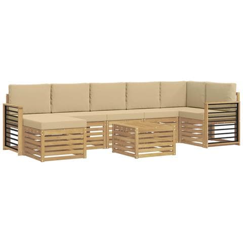 Set di divani da esterno 8 pcs Bianco e Beige 59 x 59 x 37 cm - Foto 1