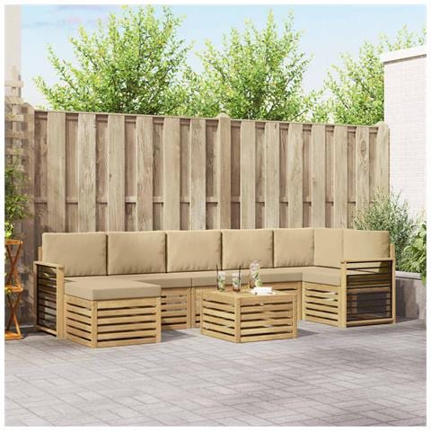 Set di divani da esterno 8 pcs Bianco e Beige 59 x 59 x 37 cm - Foto 2