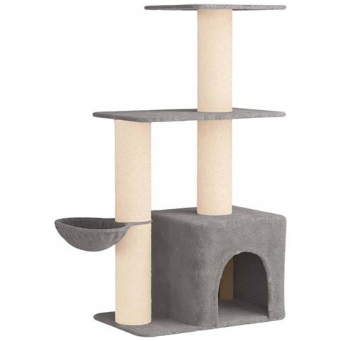 Albero per gatti con pali per graffiare in sisal Grigio Chiaro - Foto 1