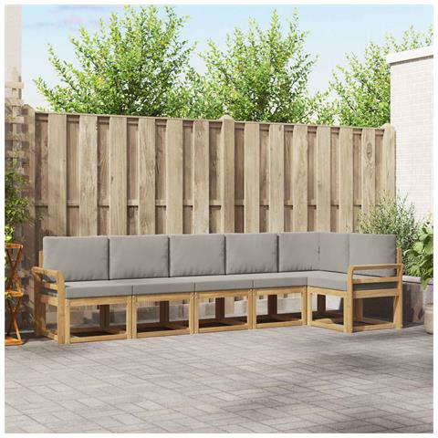 Set di divani da esterno 6 pcs Bianco e Grigio Chiaro - Foto 2