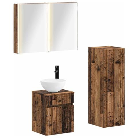 Set di mobili per il bagno 4 pcs Legno antico - Foto 1