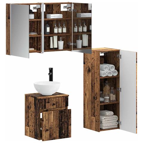 Set di mobili per il bagno 4 pcs Legno antico - Foto 2