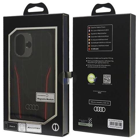 Custodia In Pelle Originale Audi Magsafe Per Iphone 16 (6.1) Nera /rossa - Foto 7
