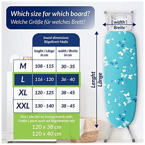 Smart Dolce Ad Alta Velocit Imbottito Ferro Coperchio Della Scheda Fino A 120x40cm - 100 Cotone Di Strato Superiore Di Oeko-tex Testati Per Sostanze Nocive - Alluminio Calore E Vapore Di Riflessione Con 3 Clip - Foto 4