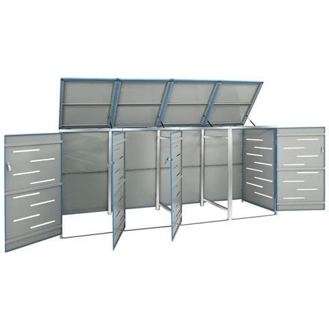 Copri Bidoni Pattume Quadruplo 276,5x77,5x112,5 cm Acciaio Inox - Foto 2