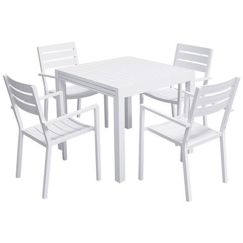 Venezia Set Di Mobili Da Giardino Allungabili 90/180 In Alluminio Bianco - 8 Posti A Sedere - Foto 10