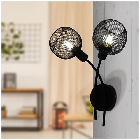 Applique Moderna Wrington 1 2 Luci Acciaio Nero - Foto 1