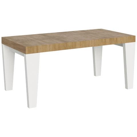 Tavolo Allungabile 90x180/284 Cm Spimbo Mix Piano Bianco Frassino - Gambe Noce - Quercia Natura /bianco Frassino - Foto 5