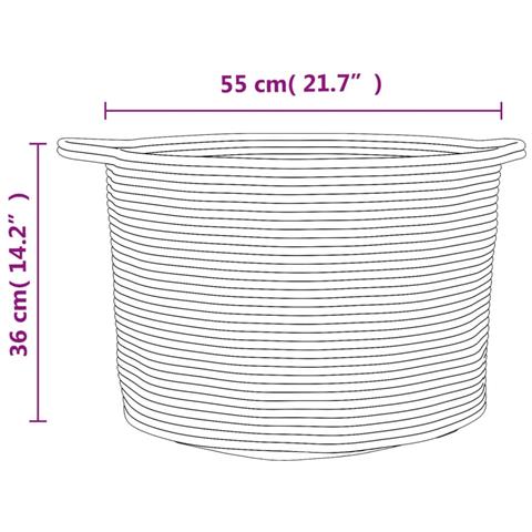 Cesto Per Biancheria Marrone E Bianco 55x36 Cm In Cotone - Foto 8