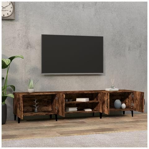 Mobile Tv Rovere Fumo 180x31,5x40 Cm In Legno Multistrato - Foto 3