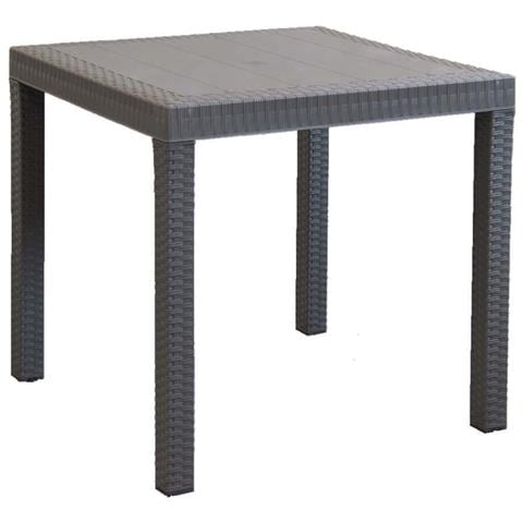 Tavolo Quadrato 80x80 Cm Da Esterno Giardino In Wicker Stampato Con Gambe Regolabili E Foro Centrale Per Ombrellone Nasa - Foto 1