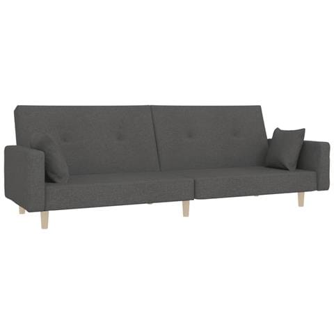 Divano Letto A 2 Posti Con 2 Cuscini Grigio Scuro In Tessuto - Foto 1