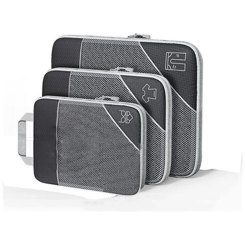 Borsa Da Viaggio Con Cubo Di Compressione Per L'organizzazione - 3 Pezzi Black - Foto 1
