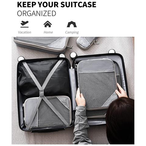 Borsa Da Viaggio Con Cubo Di Compressione Per L'organizzazione - 3 Pezzi Black - Foto 5