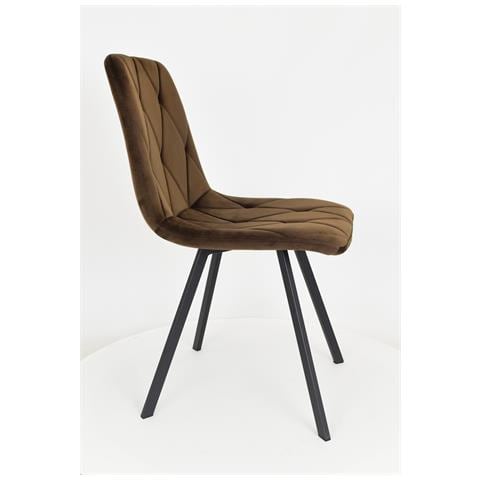 Set 4 Sedie Sala Da Pranzo Paradiso Gambe In Acciaio Nero Opaco, Velluto Marrone - Foto 5