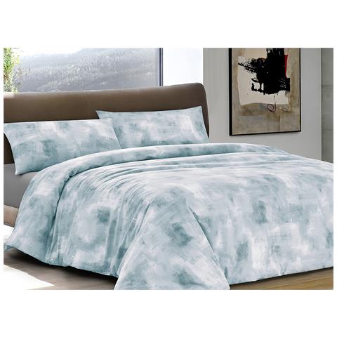 Copripiumino Sacco Piumone 100% Cotone Made In Italy Disegno Nebula Matrimoniale Azzurro - Foto 1